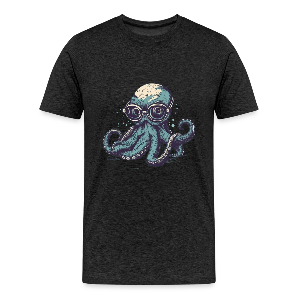 Nerdy Comic Oktopus mit Brille - Männer Premium T-Shirts - Anthrazit