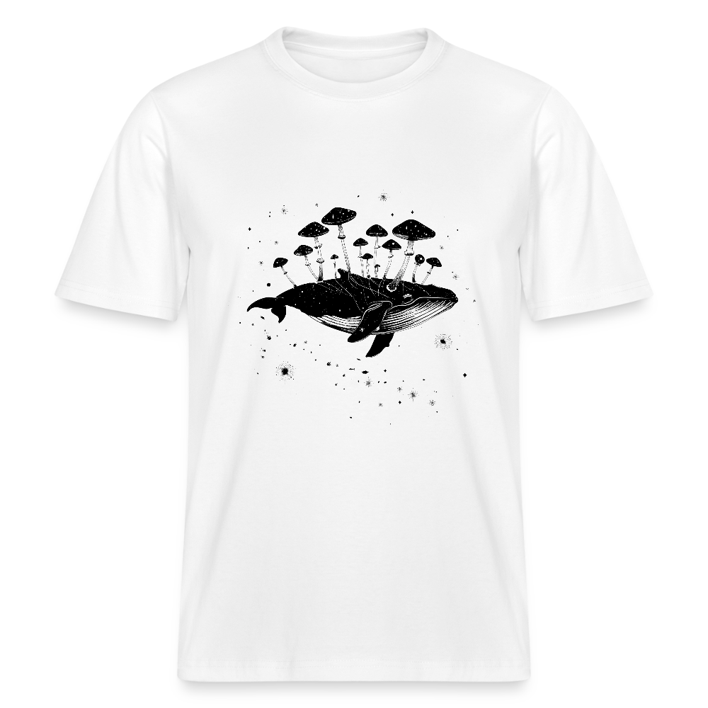 Surrealer Wal mit Pilzen im Weltraum mit Sternen - Stanley/Stella Relaxed Fit Unisex Bio-T-Shirt Sparker - Weiß