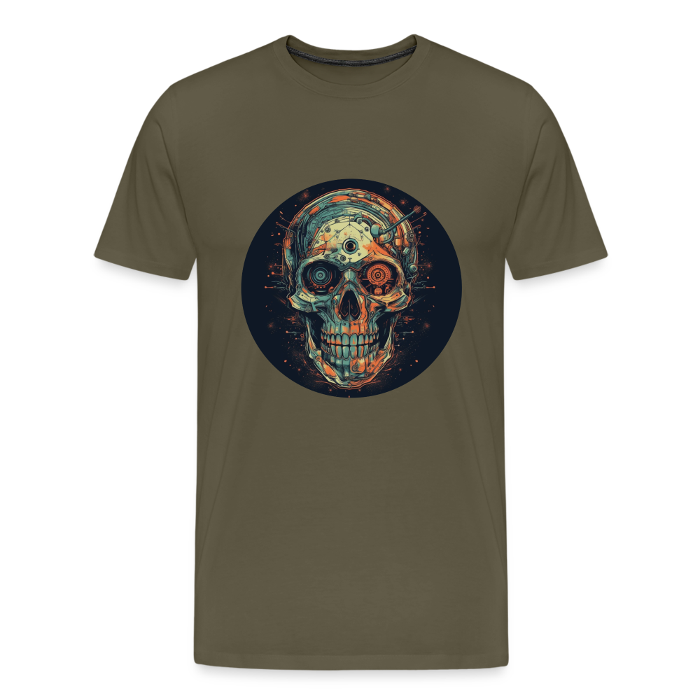 Retro Futuristischer Totenkopf Skull Cyborg- Männer Premium T-Shirt - Khaki