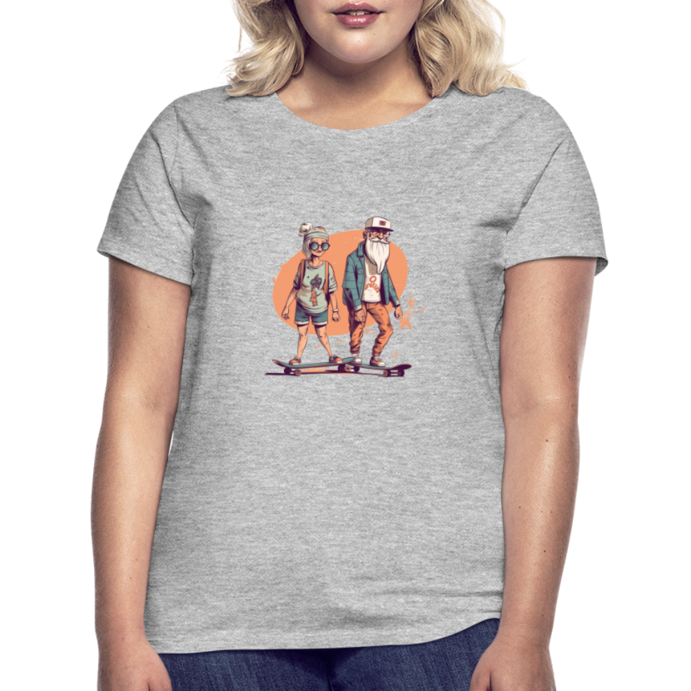 Cooles älteres Pärchen als Skater Hipster - Frauen T-Shirt - Grau meliert