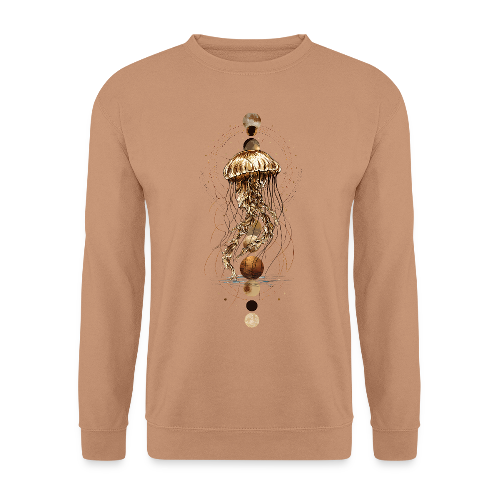 Mystische Qualle mit Mondphasen – Boho Ocean Design - Unisex Pullover - Mocca