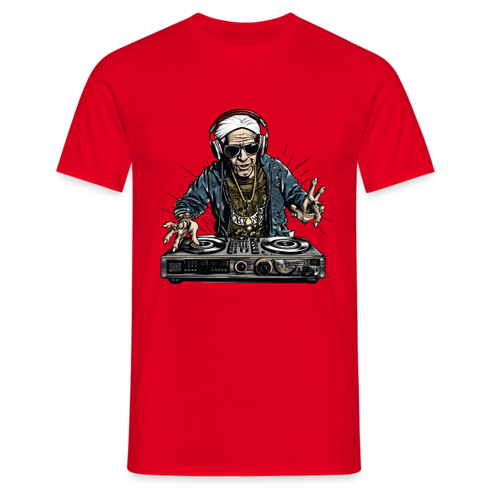 Cooler alter Mann als DJ Hipster mit Kopfhörern - Männer T-Shirt - Rot