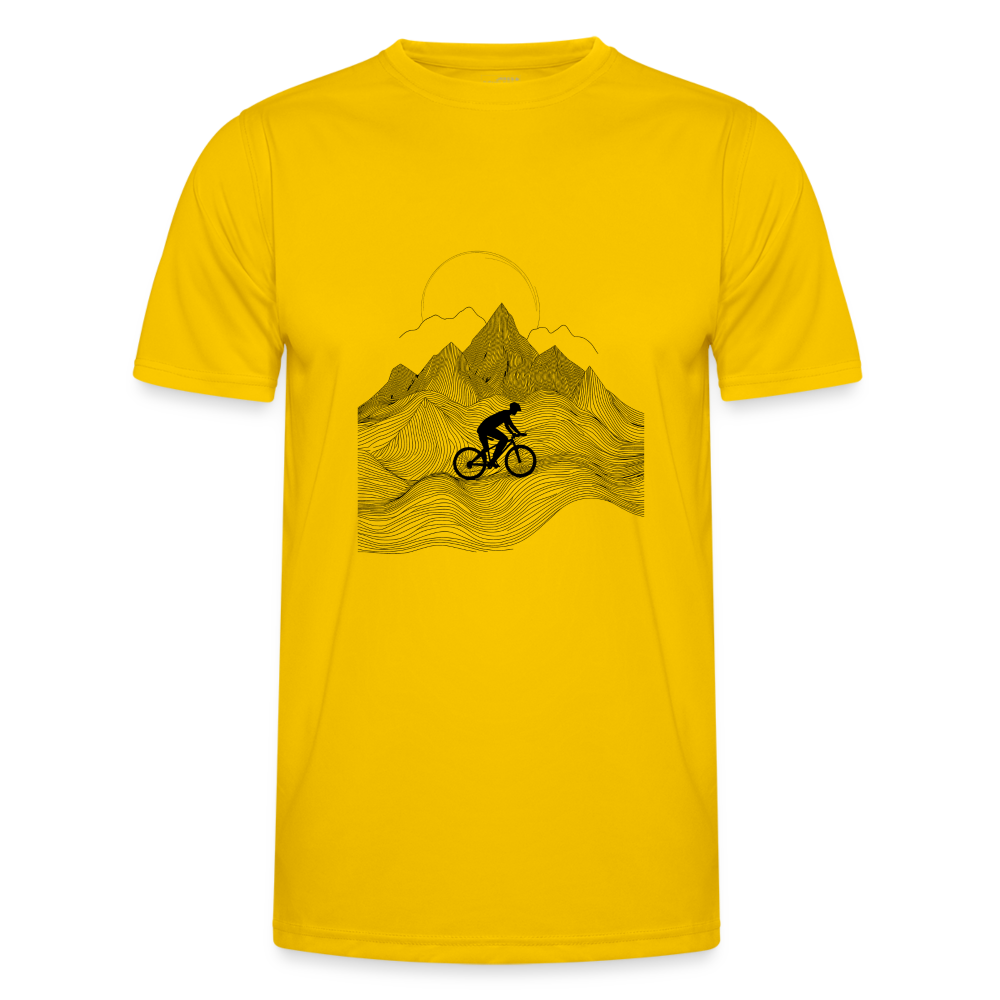 Radfahrer in den Bergen - Männer Funktions-T-Shirt - Eigelb