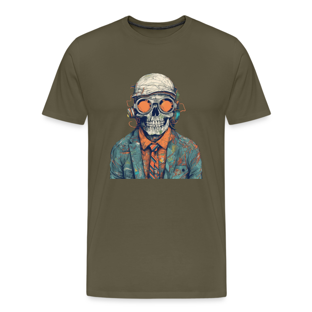 Cooles Skelett Portrait mit Sonnenbrille, Mütze - Männer Premium T-Shirt - Khaki
