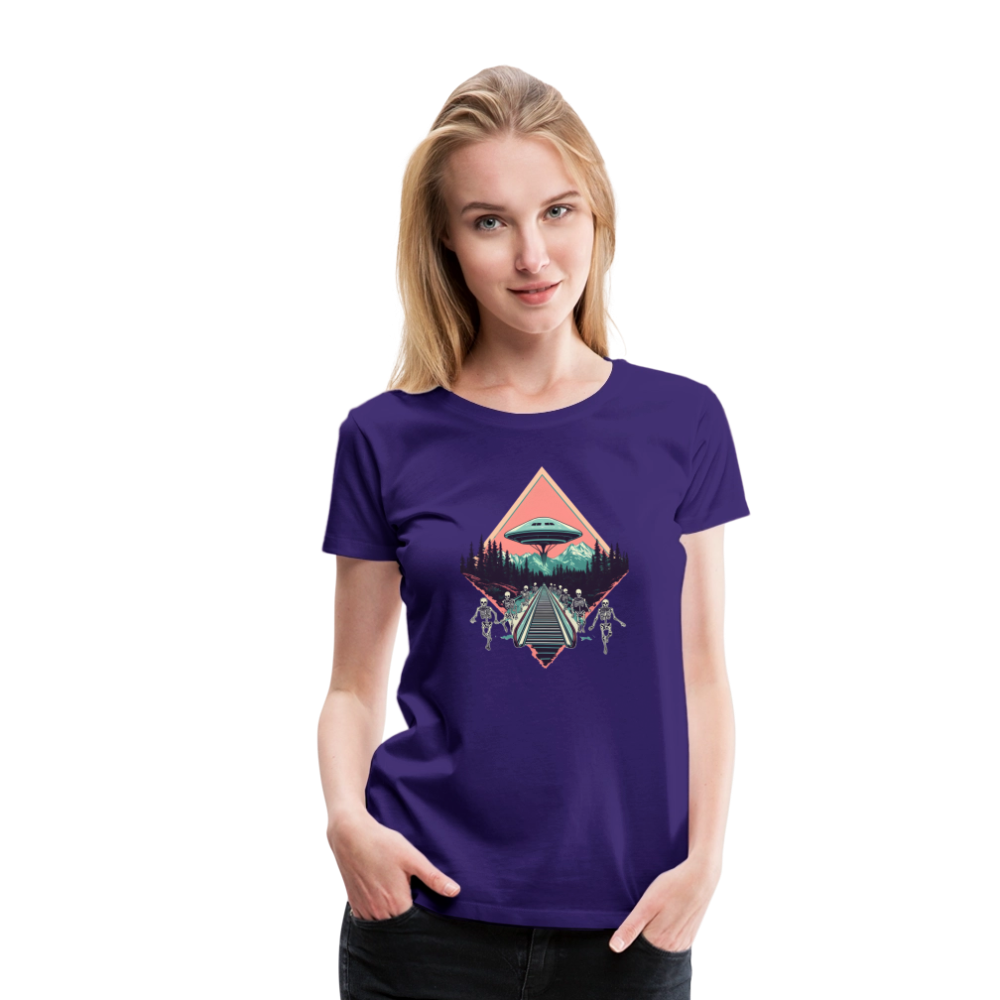 Retro UFO 80er Jahre Motiv - Frauen Premium T-Shirt - Lila