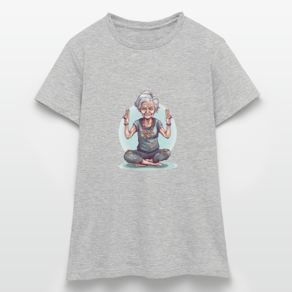 Coole Yoga Oma - Meditation im besten Alter - Frauen T-Shirt - Grau meliert