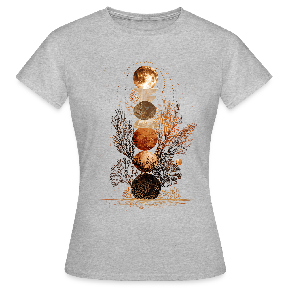 Coral Moons – Die Kraft der Gezeiten auf Stoff - Frauen T-Shirt - Grau meliert