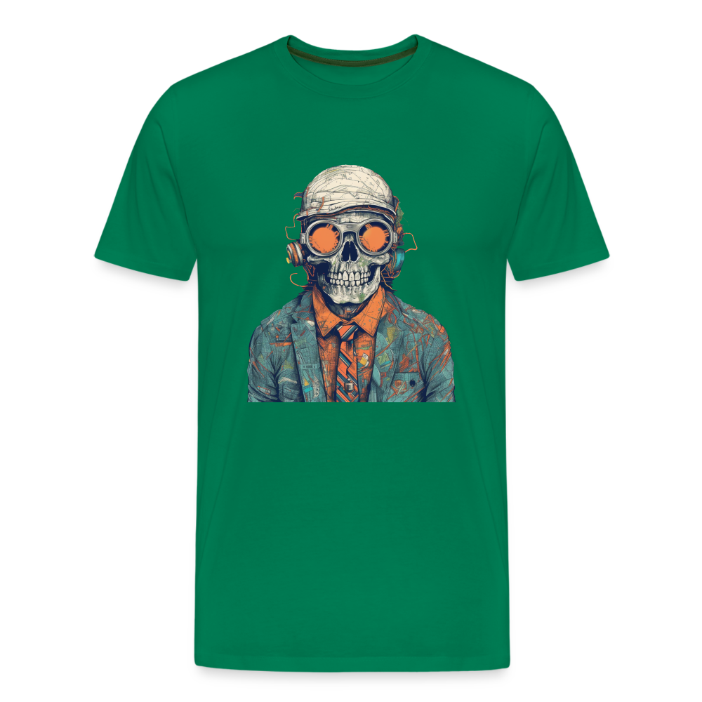 Cooles Skelett Portrait mit Sonnenbrille, Mütze - Männer Premium T-Shirt - Kelly Green