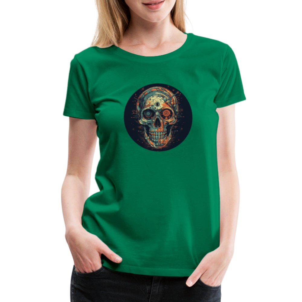 Retro Futuristischer Totenkopf Skull Cyborg- Frauen Premium T-Shirt - Kelly Green