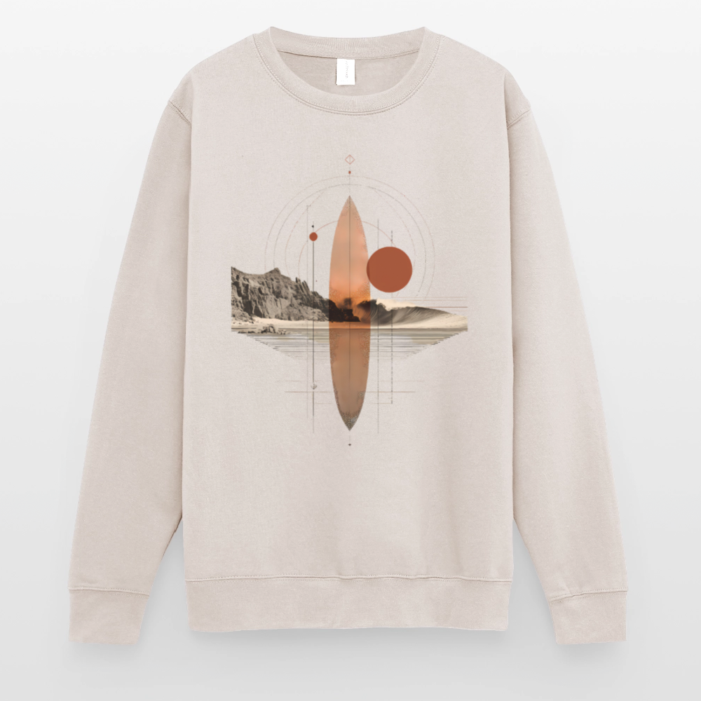 Geometrisches Surfbrett Design – Surreal Sunset Waves - Unisex Pullover - Sand