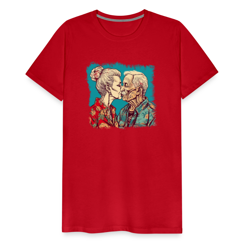 Küssendes Best Ager Pärchen mit Hawaiihemden - Männer T-Shirt - Rot
