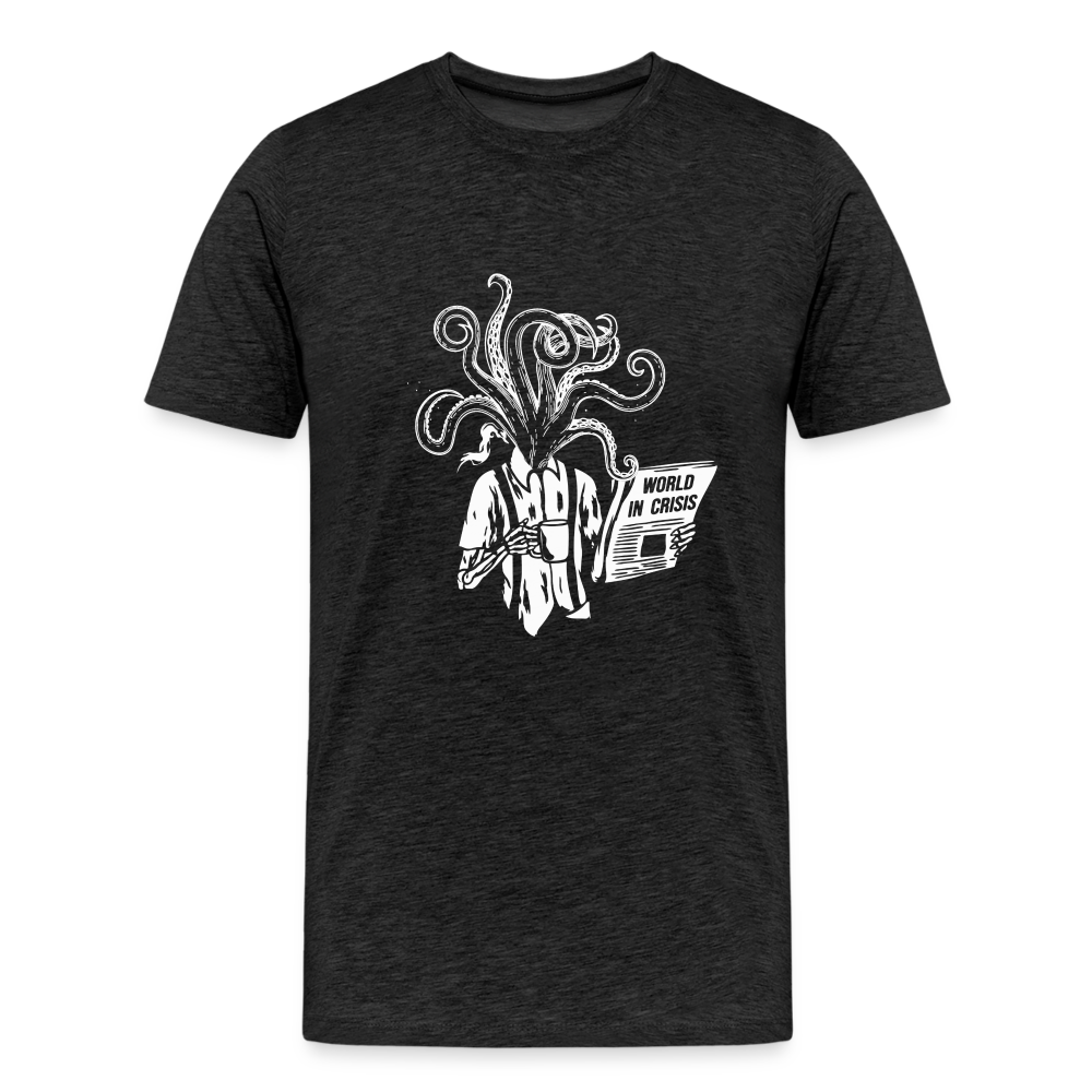 Kaffee trinkendes Skelett mit Tentakeln, Zeitung - Männer Premium T-Shirt - Anthrazit