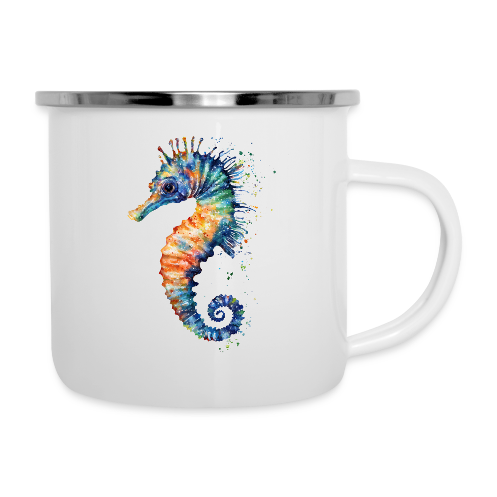Seepferdchen als Aquarelle - Emaille-Tasse - Weiß