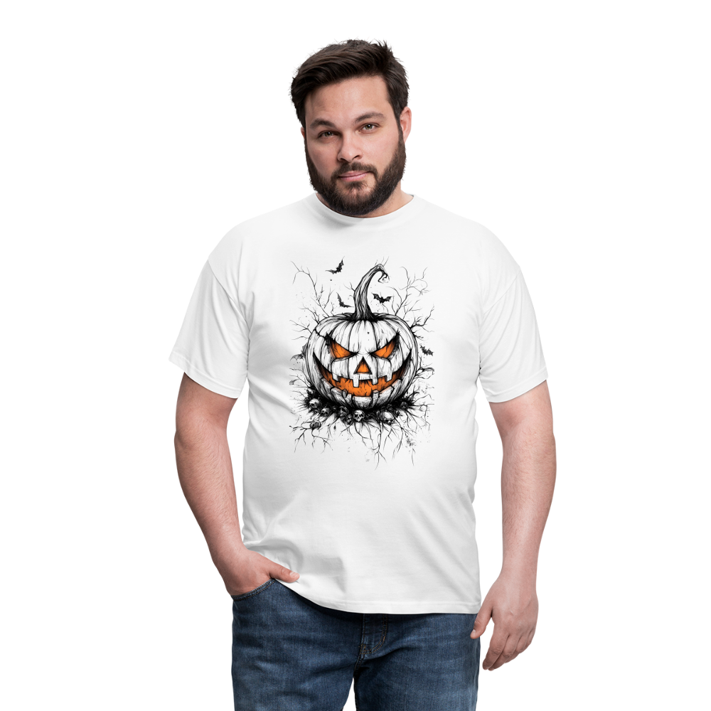 Gruseliger Horror Kürbis - Halloween Motiv - Männer T-Shirt - Weiß