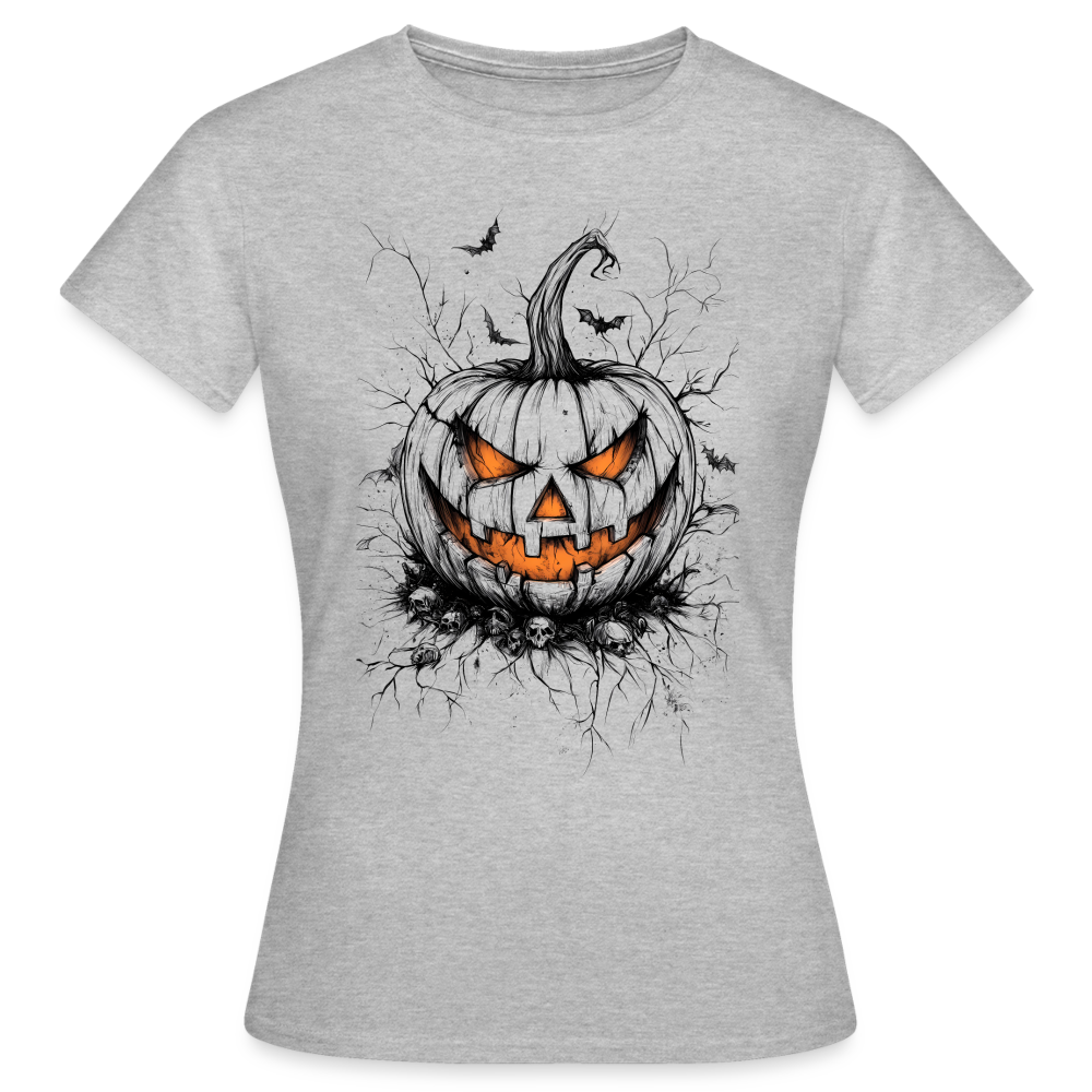 Gruseliger Horror Kürbis - Halloween Motiv - Frauen T-Shirt - Grau meliert