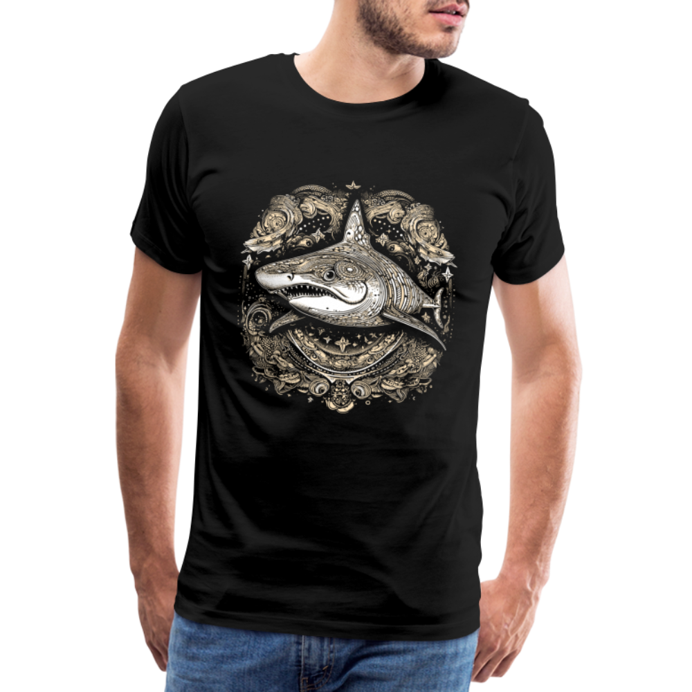 Cooler Hai mit Boho/Tribal Mustern - Männer Premium T-Shirts - Schwarz