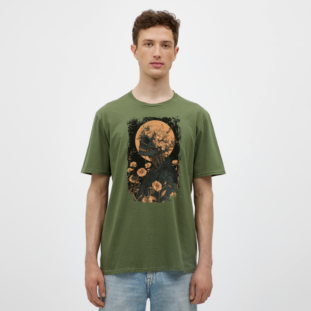 Boho Hippie Skelett im 60er, 70er Jahre Look - Männer T-Shirt - Militärgrün