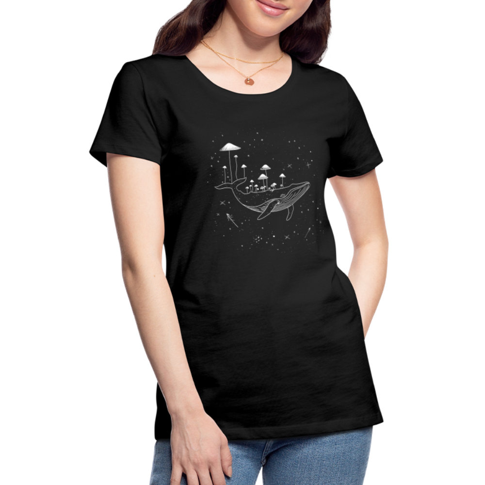 Surrealer Wal mit Pilzen im Weltraum mit Sternen - Frauen Premium T-Shirt - Schwarz