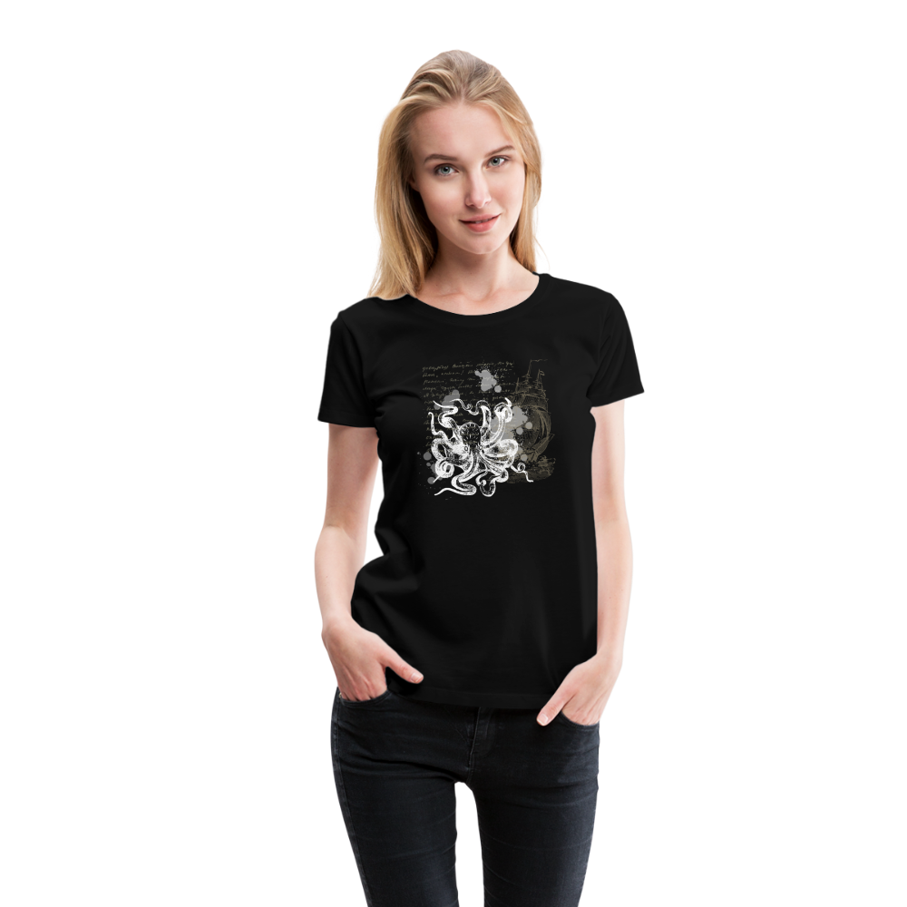 Vintage Steampunk Oktopus Motiv - Frauen Premium T-Shirts - Schwarz