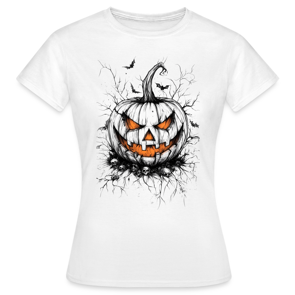 Gruseliger Horror Kürbis - Halloween Motiv - Frauen T-Shirt - Weiß