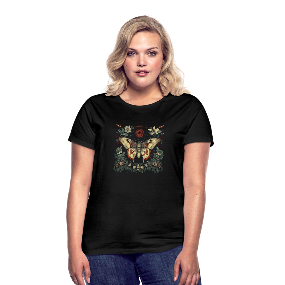Mystische Motte mit magischem Herbarium - Frauen T-Shirt - Schwarz