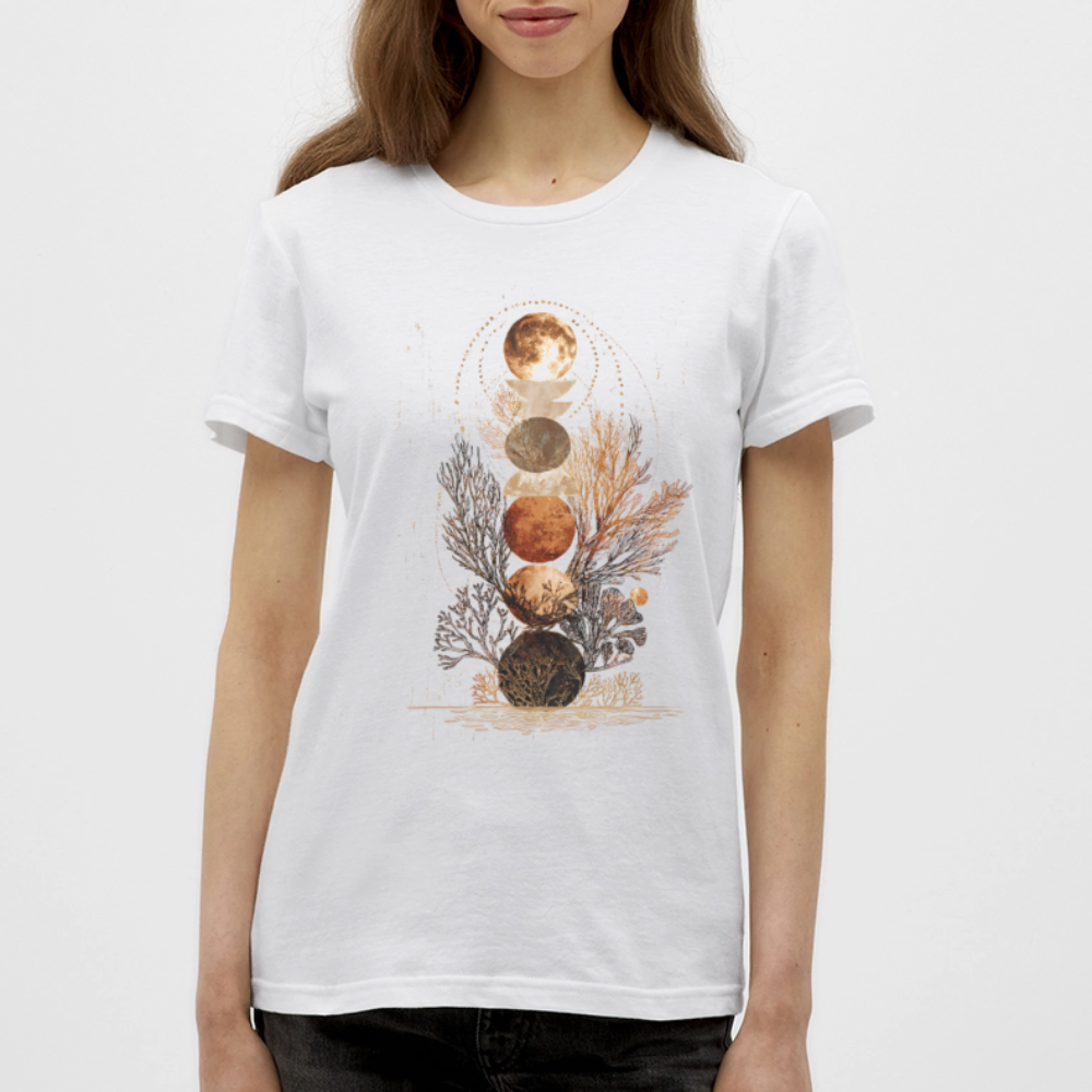 Coral Moons – Die Kraft der Gezeiten auf Stoff - Frauen T-Shirt - Weiß