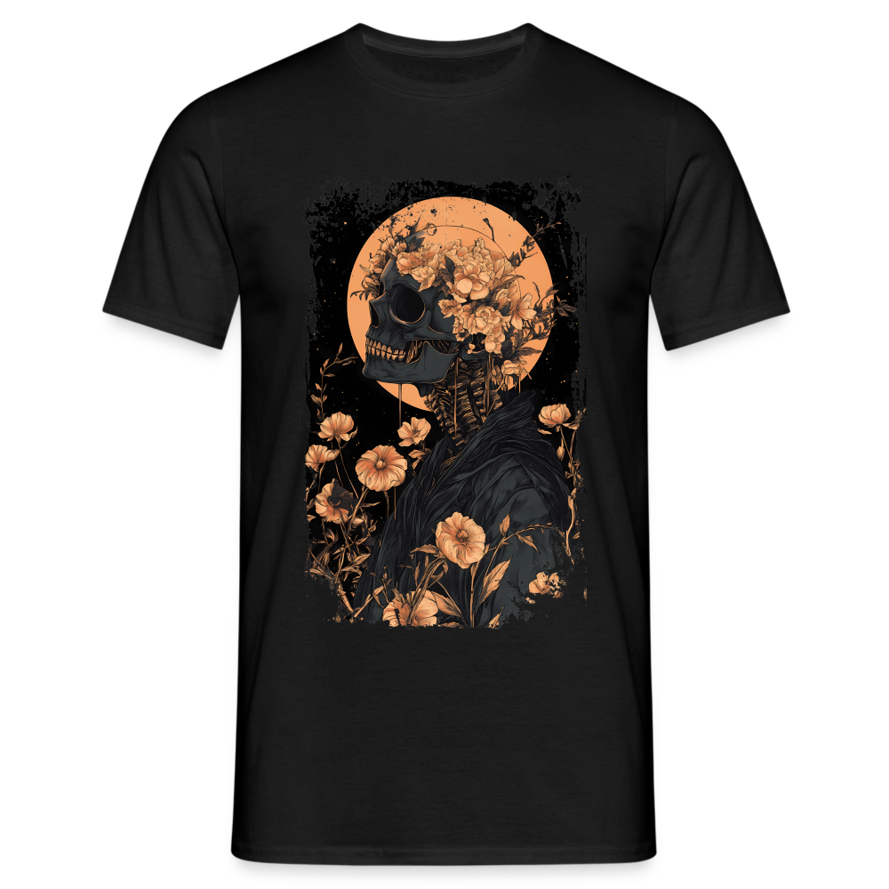 Boho Hippie Skelett im 60er, 70er Jahre Look - Männer T-Shirt - Schwarz