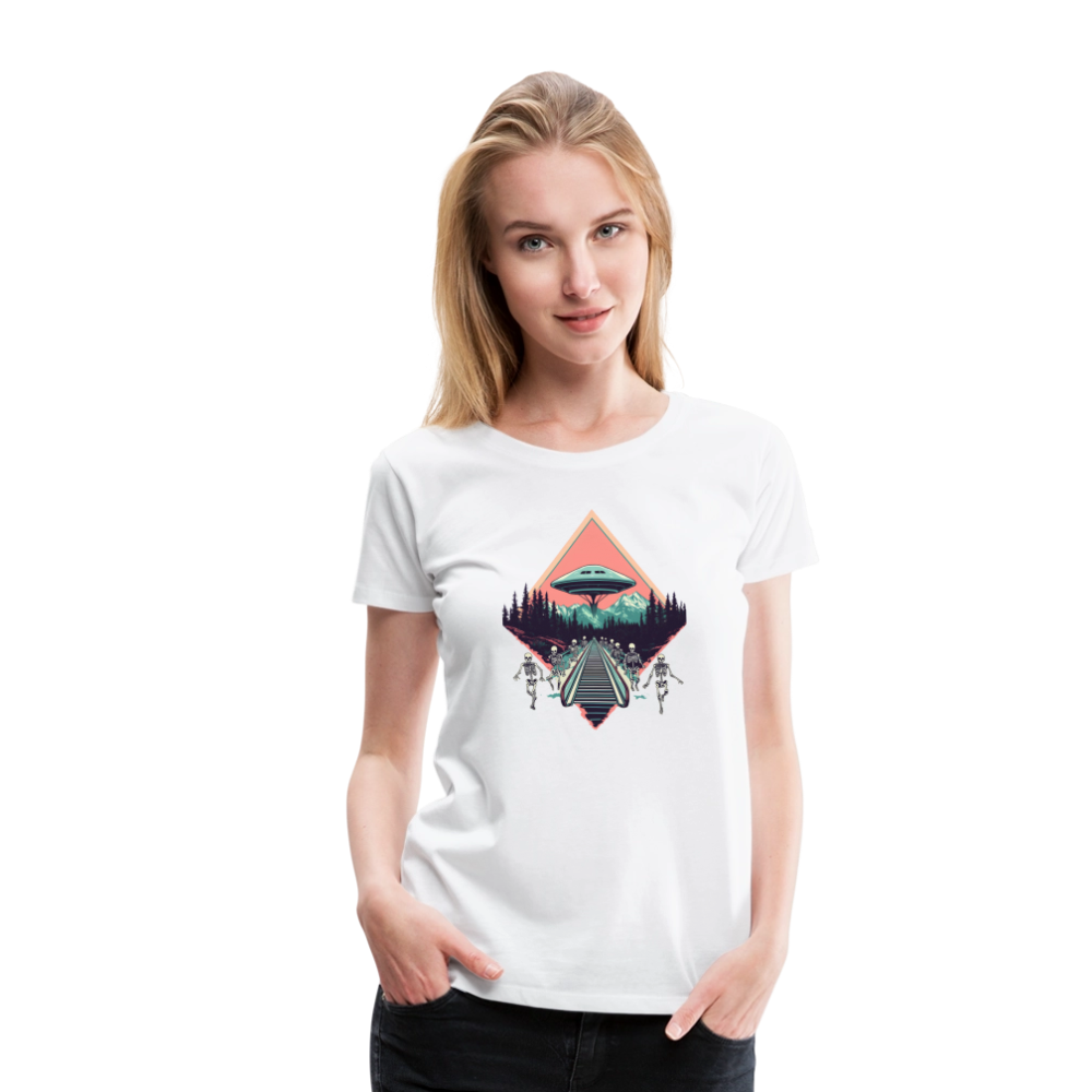 Retro UFO 80er Jahre Motiv - Frauen Premium T-Shirt - Weiß
