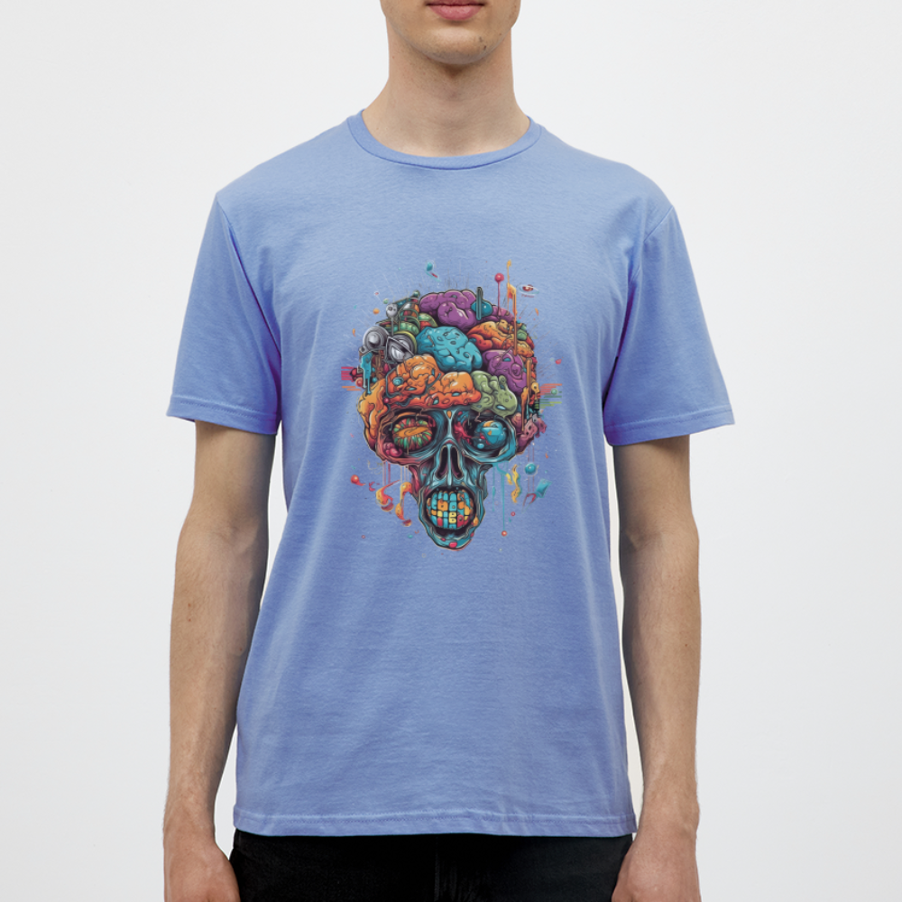 Surrealistischer, psychedelischer Totenkopf - Männer T-Shirt - carolina blue