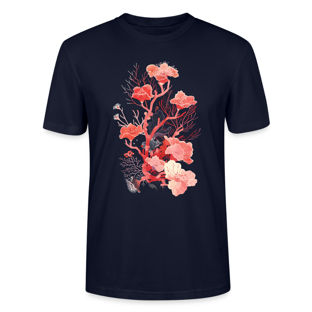 Zarte Korallen Blumen - Stanley/Stella Unisex Bio-T-Shirt CRAFTER - Navy