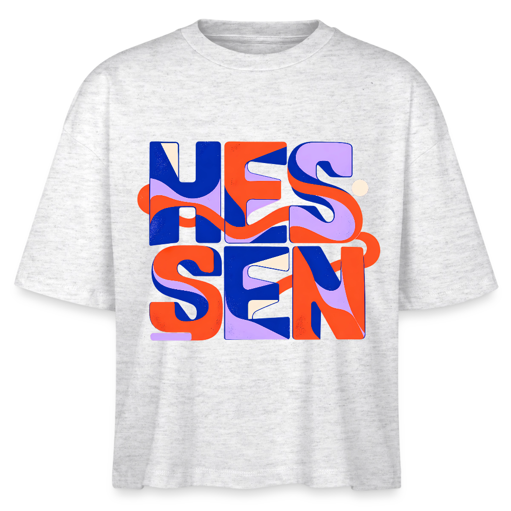 Hessen Color – Frauen Boxy Bio-T-Shirt Nova - Weiß meliert