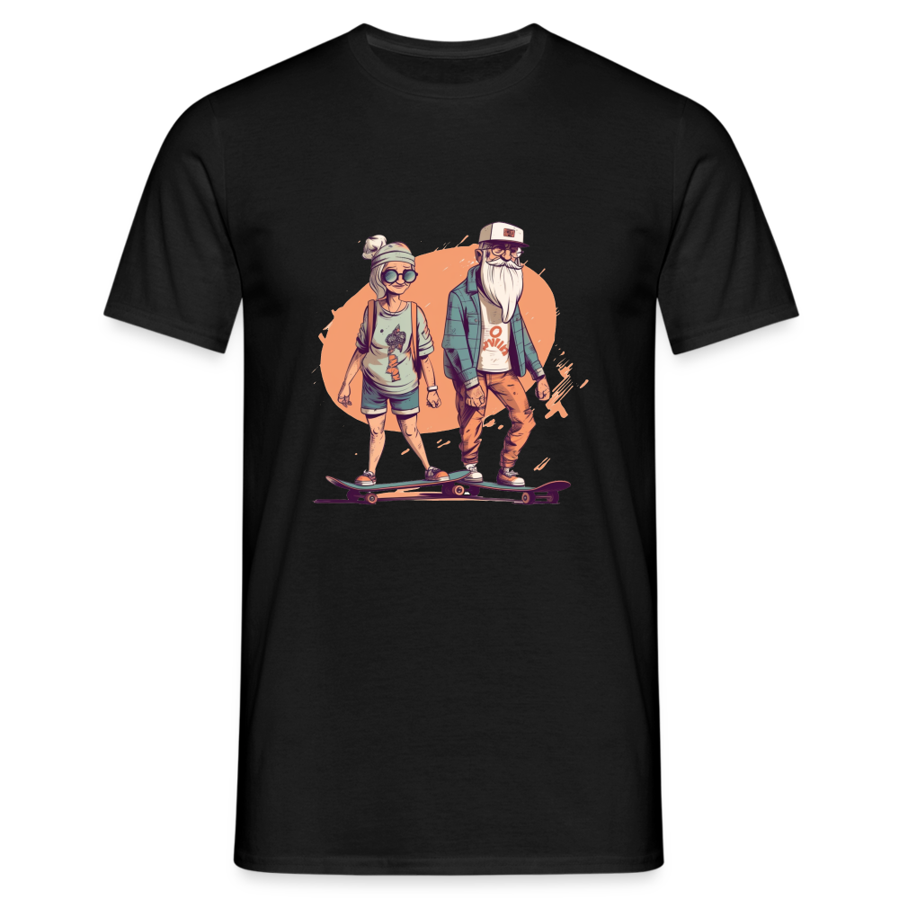 Cooles älteres Pärchen als Skater Hipster - Männer T-Shirt - Schwarz
