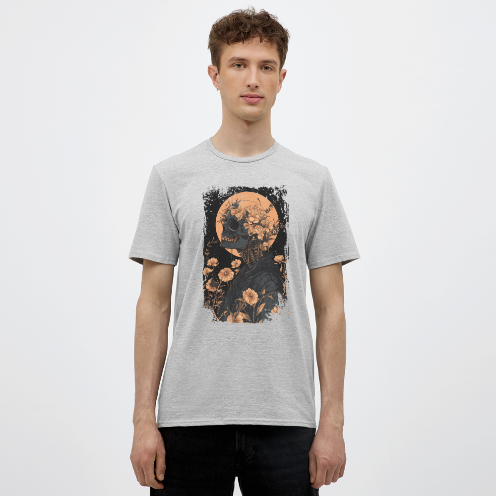 Boho Hippie Skelett im 60er, 70er Jahre Look - Männer T-Shirt - Grau meliert