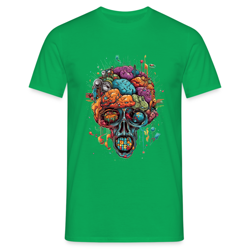 Surrealistischer, psychedelischer Totenkopf - Männer T-Shirt - Kelly Green