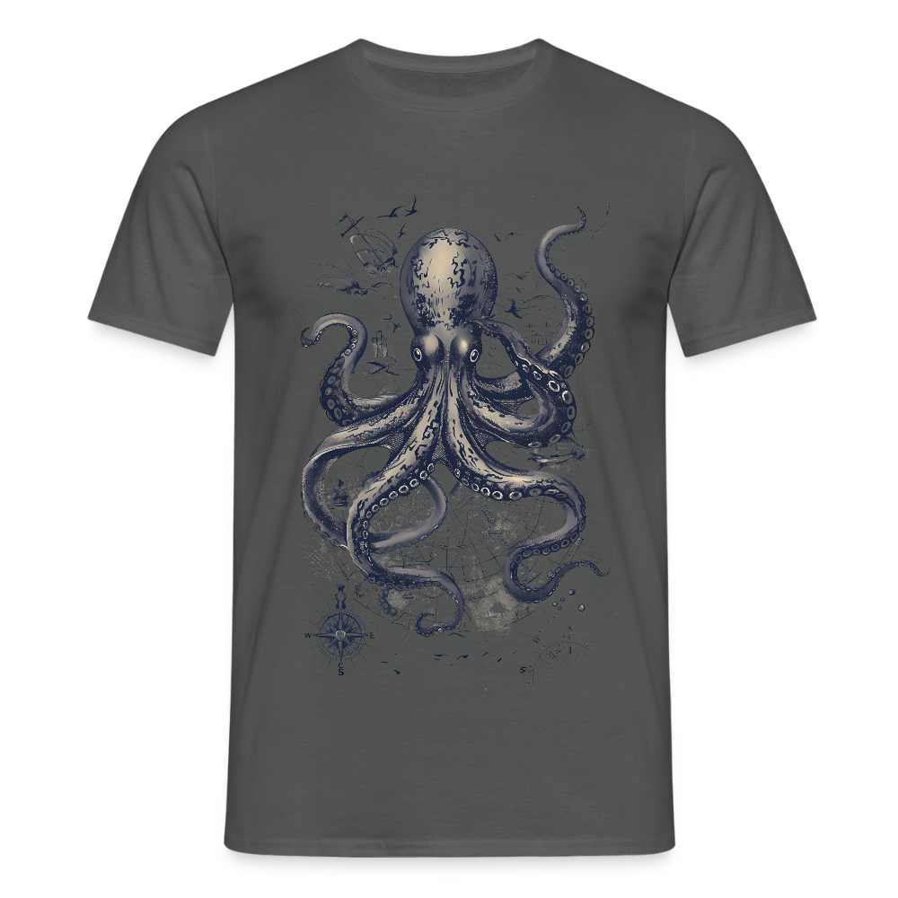 Steampunk Oktopus - Männer T-Shirt - Anthrazit