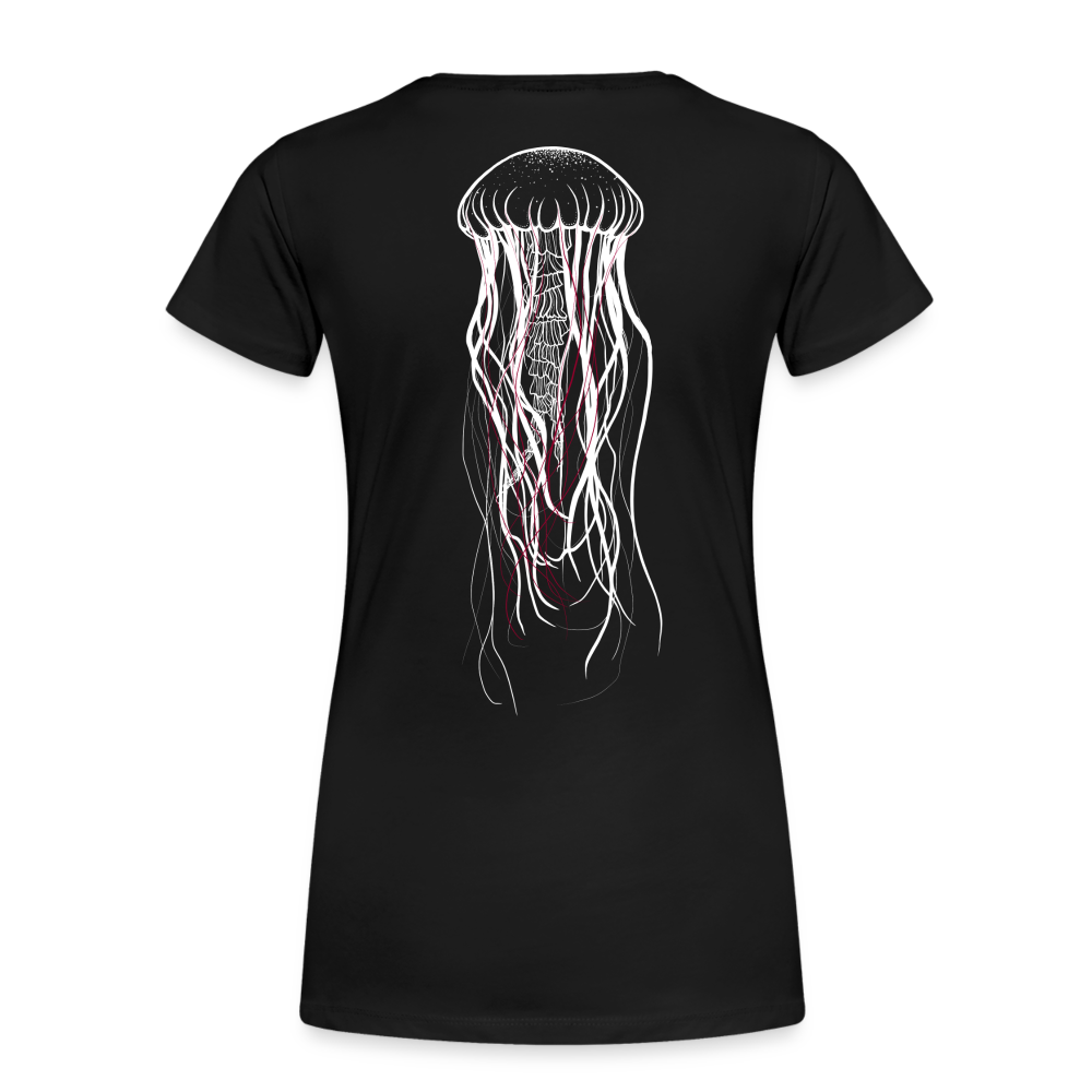 Qualle mit roten Fäden - Frauen Premium T-Shirt - Schwarz