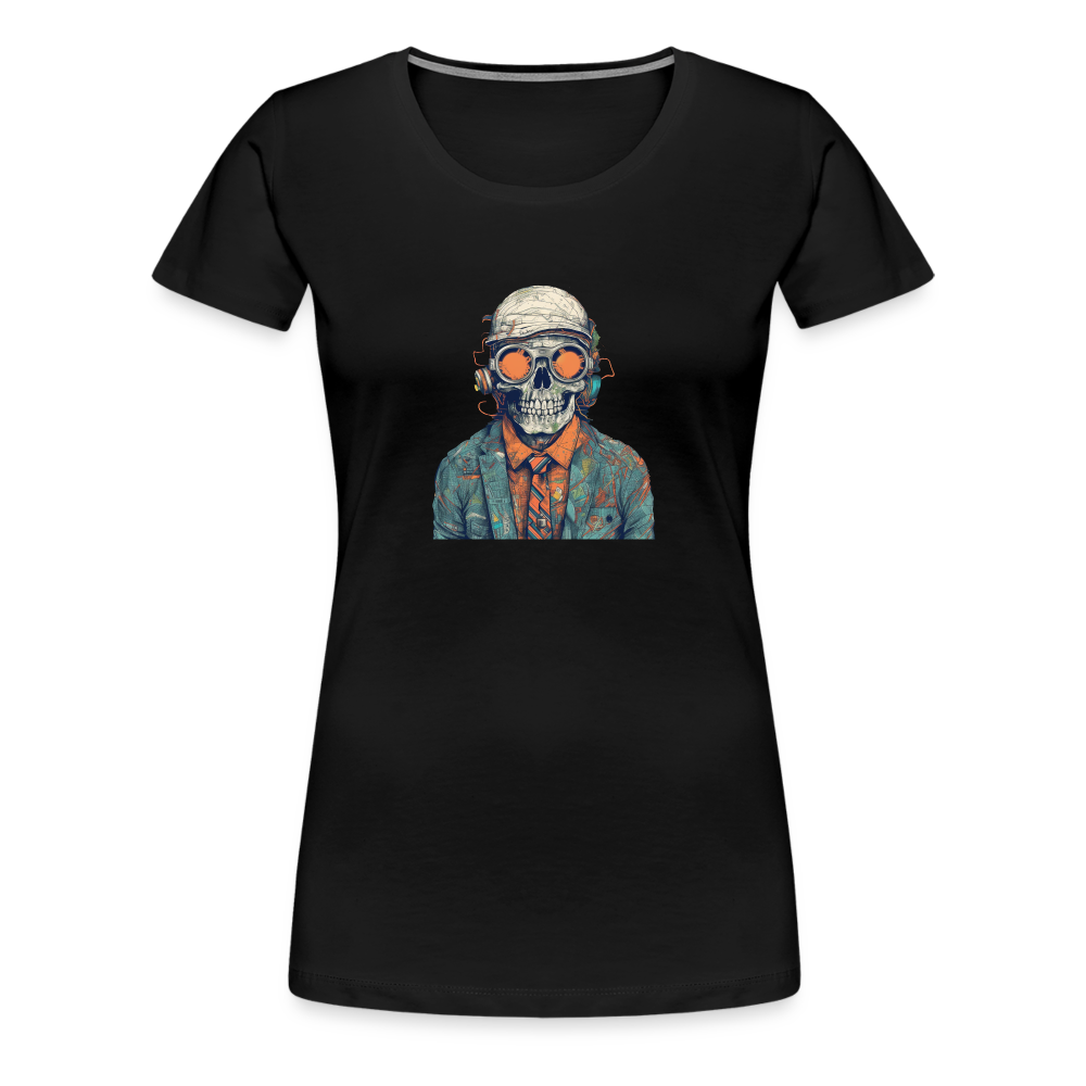 Cooles Skelett Portrait mit Sonnenbrille, Mütze - Frauen Premium T-Shirt - Schwarz