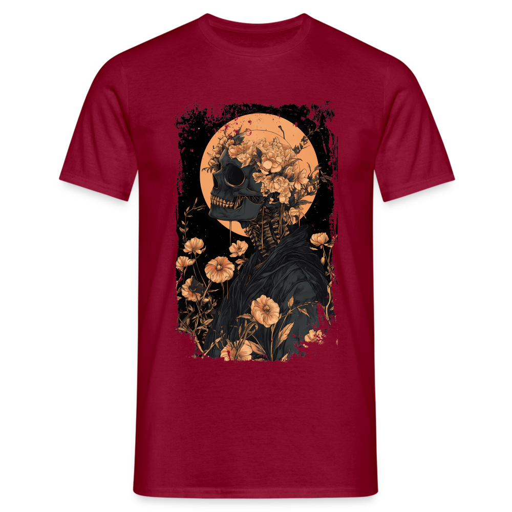 Boho Hippie Skelett im 60er, 70er Jahre Look - Männer T-Shirt - Ziegelrot