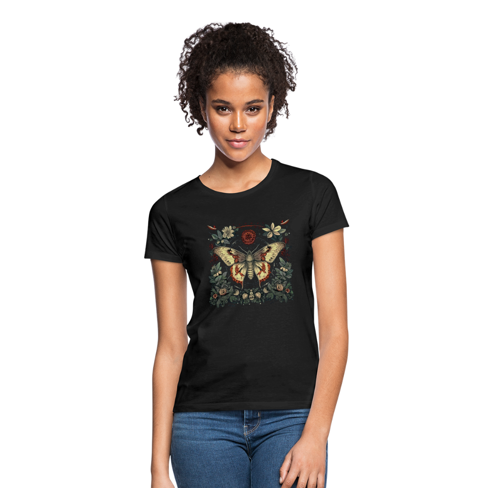 Mystische Motte mit magischem Herbarium - Frauen T-Shirt - Schwarz