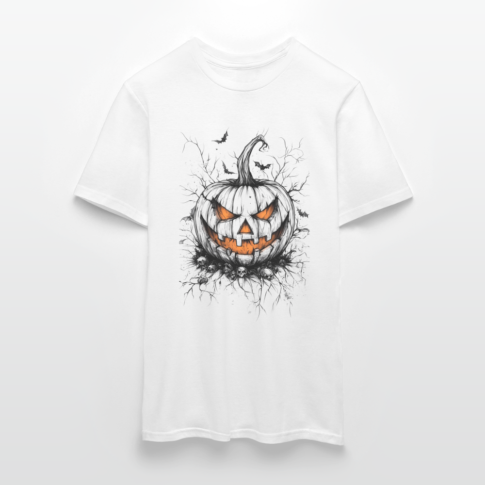 Gruseliger Horror Kürbis - Halloween Motiv - Männer T-Shirt - Weiß