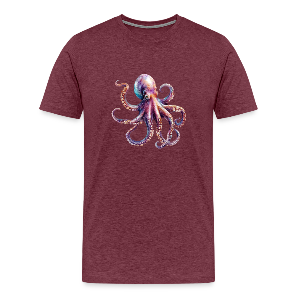 Cooles Wasserfarben Aquarell Oktopus Design - Männer Premium T-Shirts - Bordeauxrot meliert