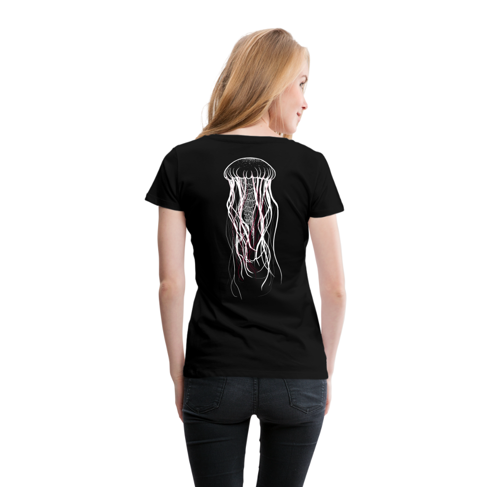 Qualle mit roten Fäden - Frauen Premium T-Shirt - Schwarz