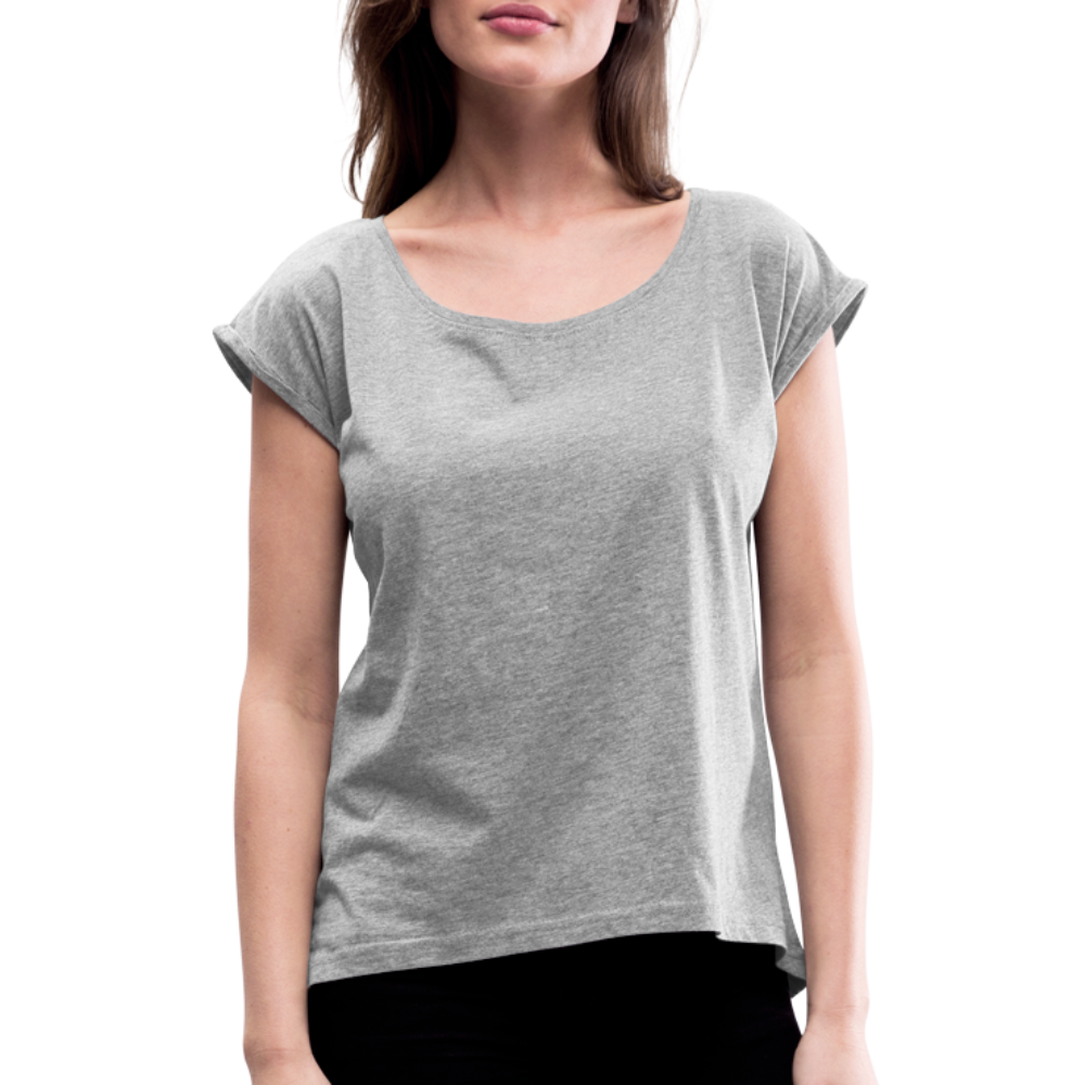 Kosmosschlange im Schneckenhaus - Frauen Shirt mit gerollten Ärmeln - Grau meliert