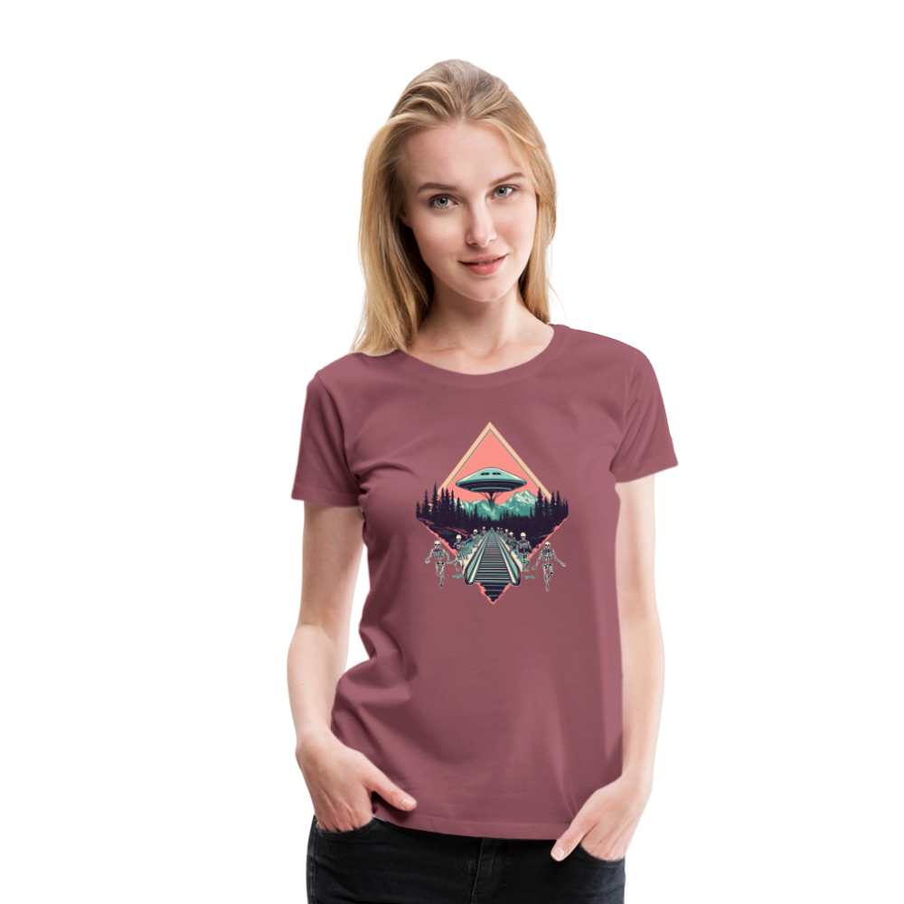 Retro UFO 80er Jahre Motiv - Frauen Premium T-Shirt - Malve
