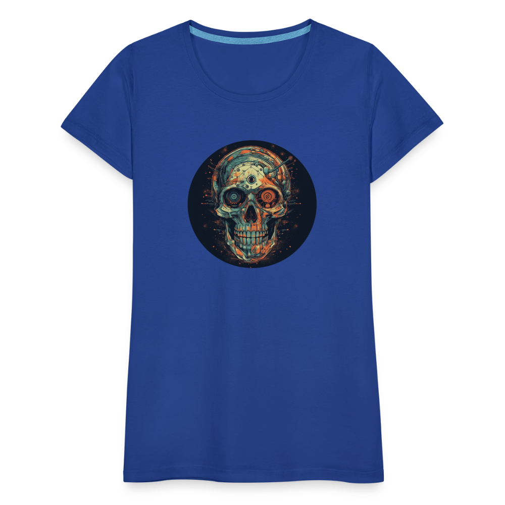 Retro Futuristischer Totenkopf Skull Cyborg- Frauen Premium T-Shirt - Königsblau