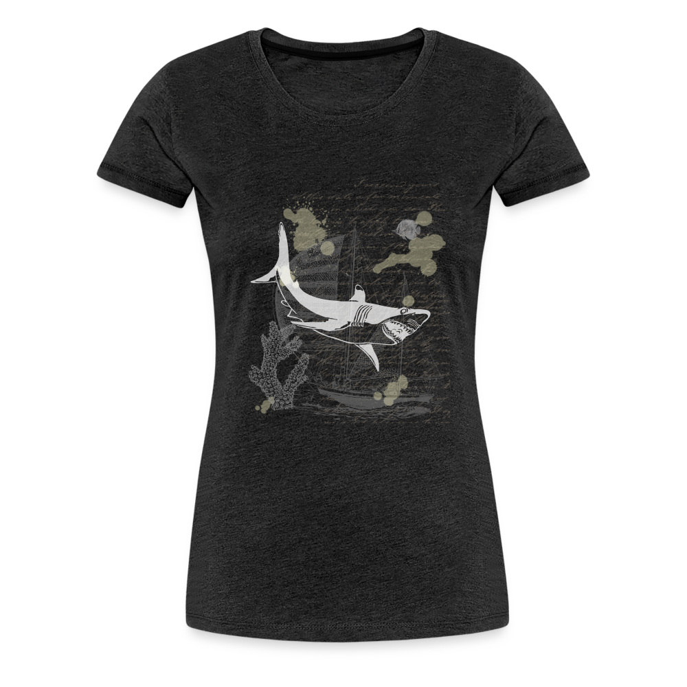 Vintage Steampunk Hai Motiv - Frauen Premium T-Shirts - Anthrazit