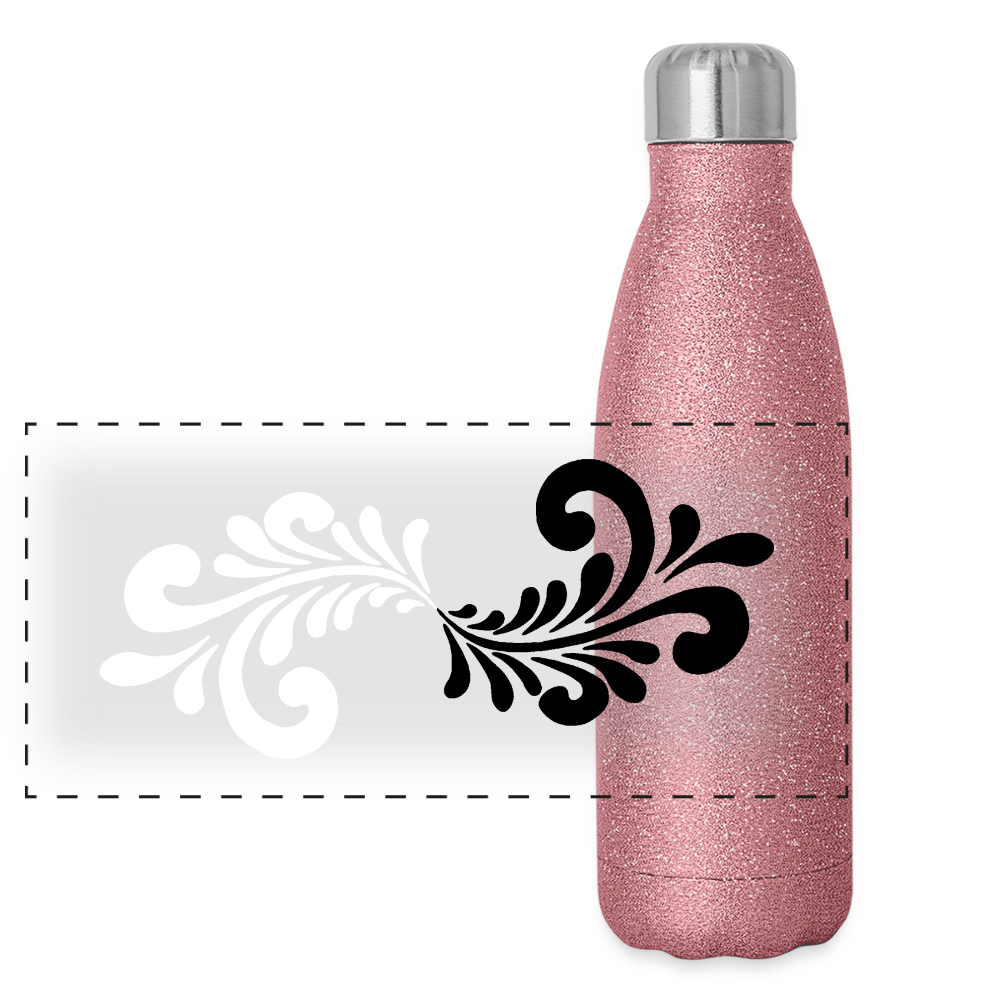Bembel Ornamente schwarz/weiß - Glitzer Edelstahl Thermosflasche - Pink Glitzer