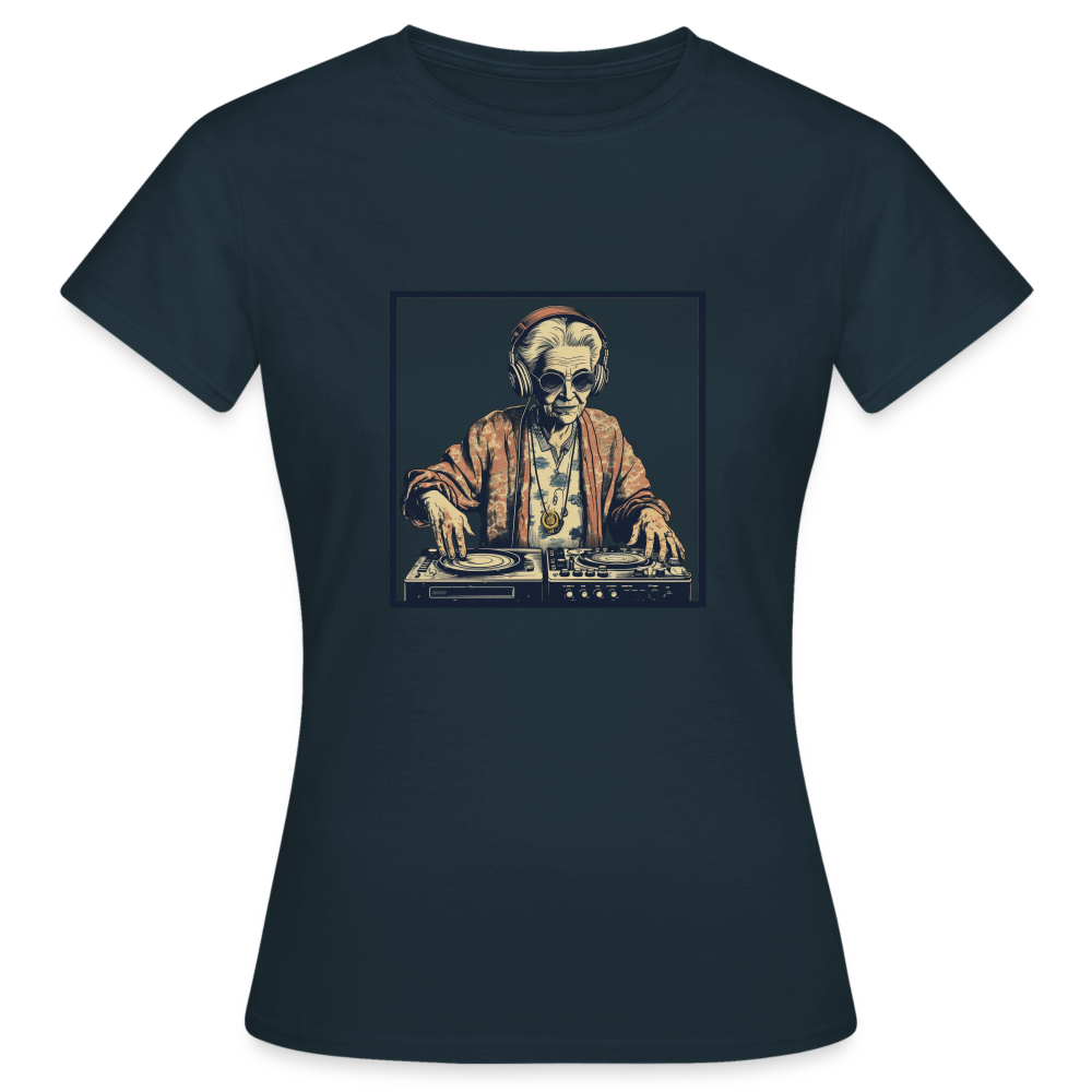 Coole alte Lady als DJane mit Kopfhörern - Frauen T-Shirt - Navy
