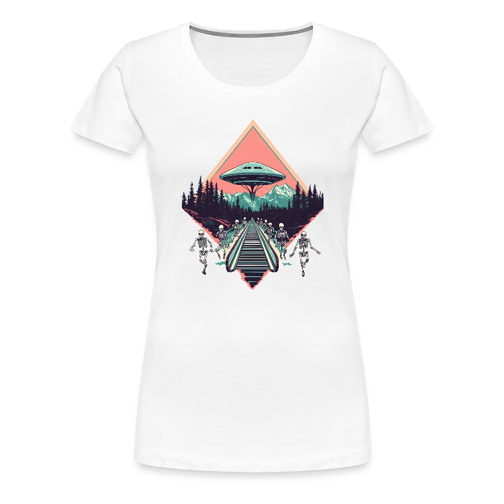 Retro UFO 80er Jahre Motiv - Frauen Premium T-Shirt - Weiß