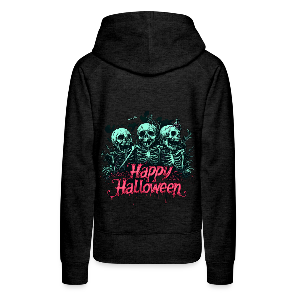 Gruselige Skelette, pink "Happy Halloween" - Frauen Premium Hoodie - Anthrazit